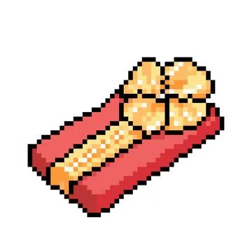 Red and yellow present box vector pixel art Stock Illustration