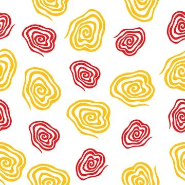 Red and yellow spirals seamless pattern Stock Illustration