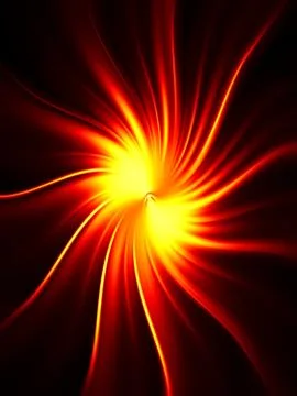 Red and yellow star rays on black background Stock Illustration