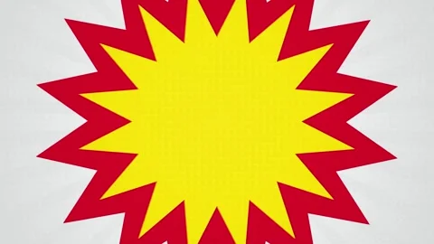 Red and yellow starburst rotating seamless loop motion background Stock Footage 345394331
