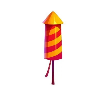Red and yellow striped firework Chinese rocket Stock Illustration