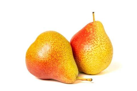 Red and yellow Williams pears on white background Stock Photos