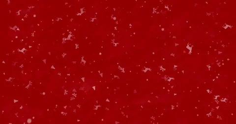 Red animated Christmas background with dears, caps, ribbons and balls Stock Footage 70289476