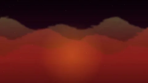 Red animated sky with layered clouds and glowing particles Stock Footage 337453374