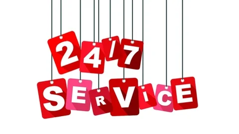 Red animation 24 7 service Stock Footage 100997260