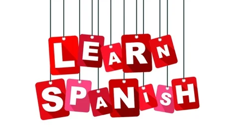 Red animation learn spanish Stock Footage 100996914