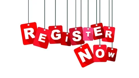 Red animation register now Stock Footage 100997749