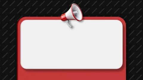 Red Announcement Board Template with Megaphone on Dark Background. Видео 340401259