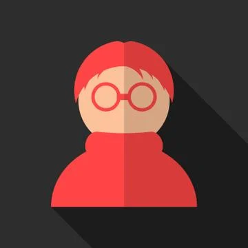 Red anonymous icon with long shadow Stock Illustration