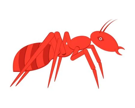 Red ant logo design. Vector illustration and clipart in cartoon style. Side view Stock Illustration