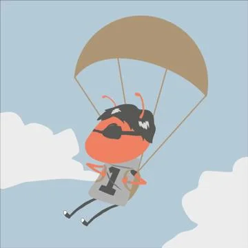 Red Ant On The Parachute Stock Illustration