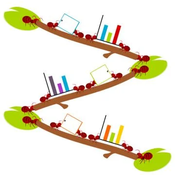 Red ants hard work teamwork illustration Stock Illustration
