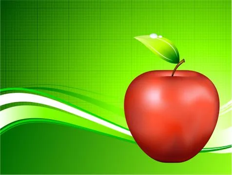 Red Apple on Abstract Green Background Stock Illustration