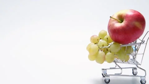 Red apple and green grape Stock Footage 164105189