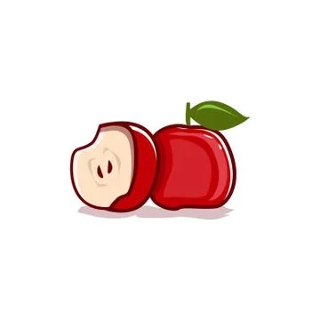 Red apple and half icon Stock Illustration