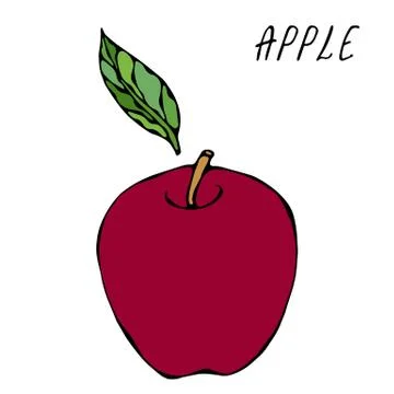 Red Apple and Leaf. Fresh Fruit. Nutrition Diet. Autumn or Fall Vegetable Har Stock Illustration