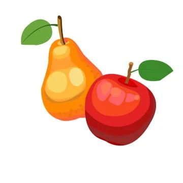 Red Apple and pear , vector illustration on white background Stock Illustration