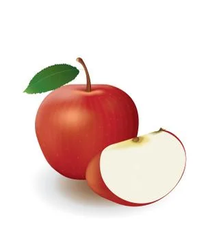 Red apple and slice on white background Stock Illustration