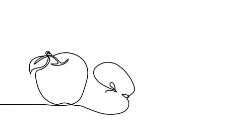 Red apple animated single line illustration. One continuous self drawing line Stock Footage 301601504