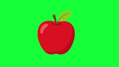 Red apple animated sparkling fresh delicious healthy fruit in 4k green scre.. Stock Footage 342539661