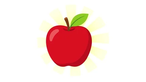 Red apple animated sparkling with sunburst light ray fresh fruit in 4k isol.. Stock Footage 342539629