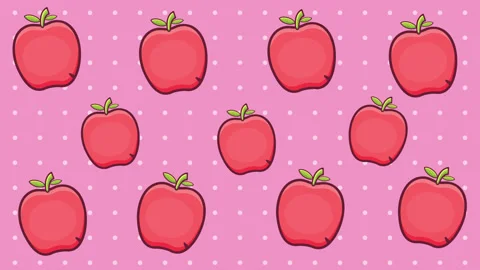 Red apple animation background seamless repeating loop Stock Footage 343908455