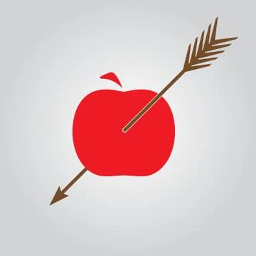 Red apple with arrow.  Stock Illustration