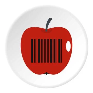 Red apple with barcode icon circle Stockillustratie