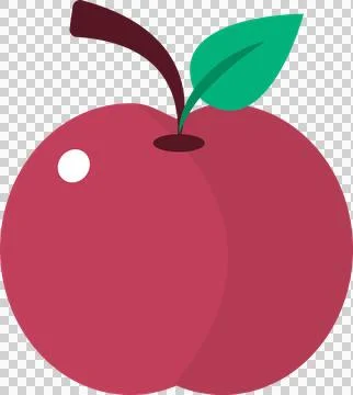 Red apple is being shown in flat design with stem leaf highlight shading on Stock Illustration
