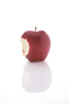 Red apple with bite mark Foto stock