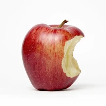 Red apple with a bite out of it, isolated Stock Photos