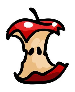 Red apple with bite stock illustration Illustrazione stock