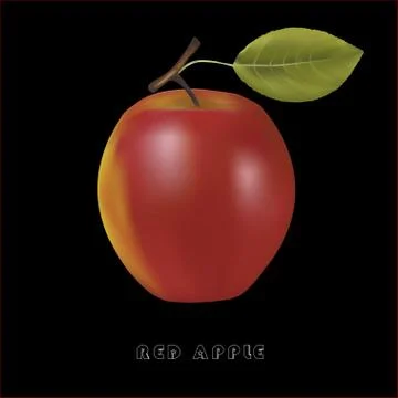 Red apple on a black background Illustrazione stock