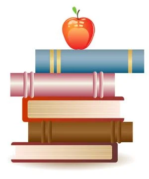 Red apple on book stack Illustrazione stock