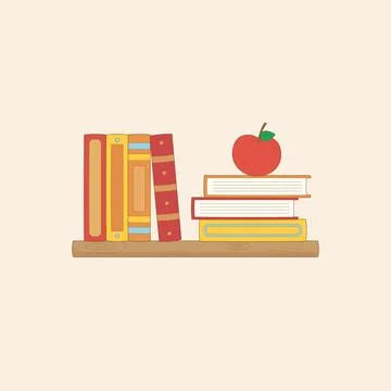 Red apple bookshelf Stock Illustration
