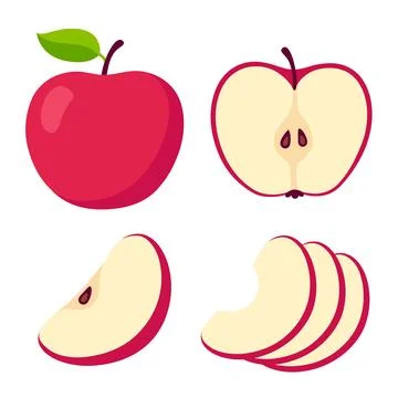Red apple cartoon set Stock Illustration