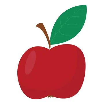 Red apple in cartoon style. Vector illustration isolated on white background. Stock Illustration
