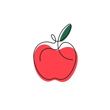 Red apple continuous line vector icon Stock Illustration