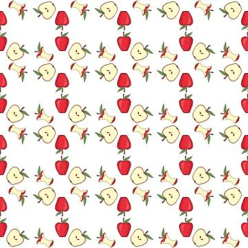 Red apple, core, half fruit. 스톡 일러스트