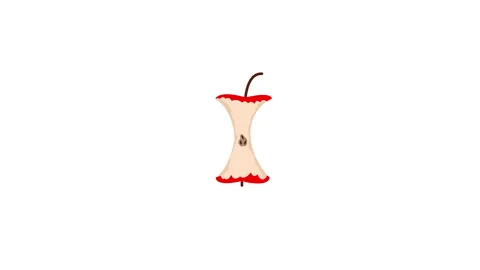 Red apple core pattern on white background Stockbeeldmateriaal 314329522