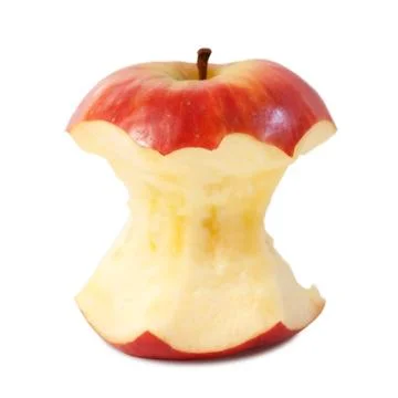 Red apple core on a white background Foto stock