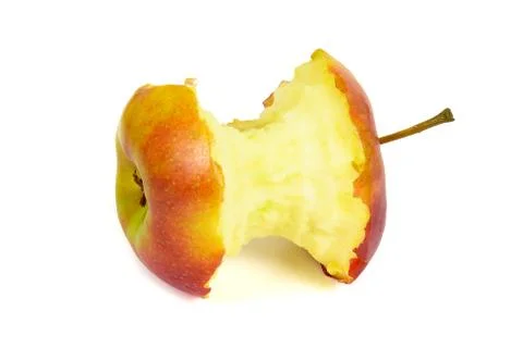 Red apple core on white background Stock Photos