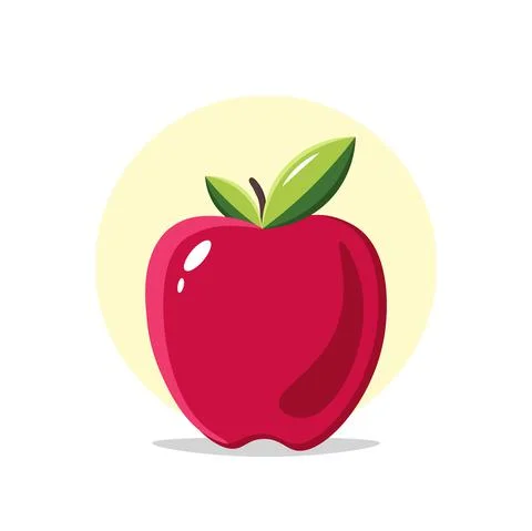 Red apple design element for illustration. flat icon Illustrazione stock