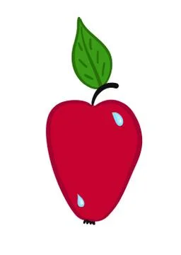 Red apple with drops Stock Illustration