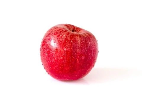 Red apple with drops  on white Stock Photos
