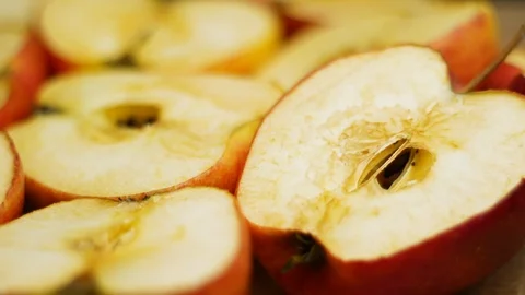 Red apple drying process. Decay time lapse shot, Fruit quickly become small and Stock Footage 126279016