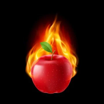 Red apple in the fire Stock Illustration