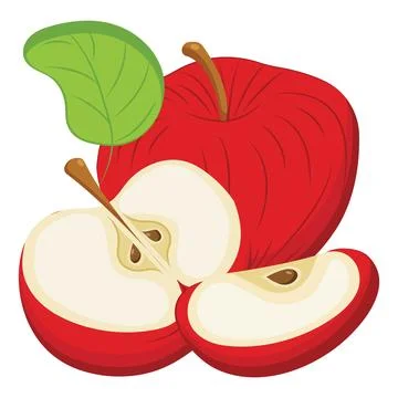 Red apple in flat style. Simple icon for your design. Vector illustration Illustrazione stock