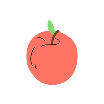 Red Apple. Flat vector illustration isolated on white background Stock Illustration