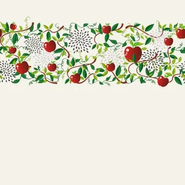 Red apple food seamless pattern garland 스톡 일러스트